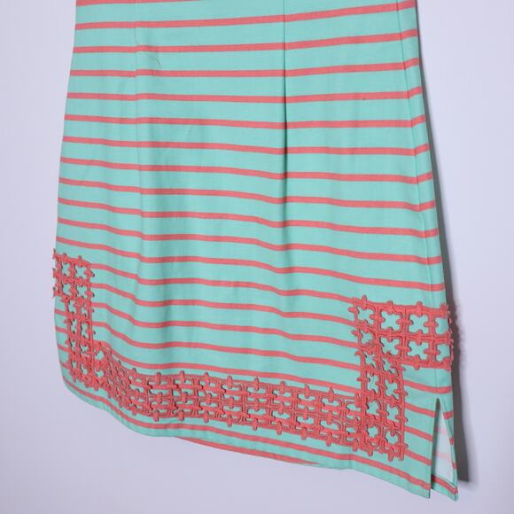 SAIL TO SABLE Coral Embroidered Tunic Dress Mint Stripe Collared Women's XS - Picture 10 of 12
